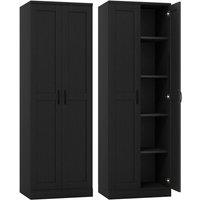 Costway Tall Storage Cabinet Utility Cupboard Organizer with Doors in Black