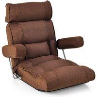 Gymax Folding Sofa Chair Ergonomic Floor Lounger Sofa w/Adjustment Back in Brown
