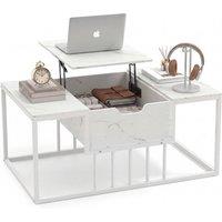 Costway Coffee Table Flip Top Center Table with Hidden Storage Compartment in White
