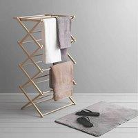 PAWNORA Folding Clothes Airer Horse Rack in Natural