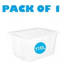 NESTLUNE 1 X 110 Litres Storage Box 110L Plastic Storage Boxes in Clear