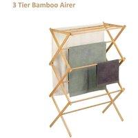 PAWNORA Bamboo Clothes Airer 3Tier in Natural