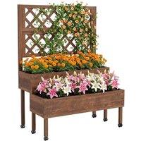 KORVIXA Raised Garden Bed with Trellis Wheels in Brown | Size: 1.25kg