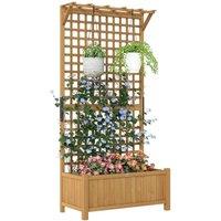 KORVIXA Wood Planter with Trellis for Climbing Plants Planter Box in Natural | Size: 1.25kg