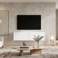 PAWNORA TV Unit Wall Mounted Floating Cabinet 2 Cabintes - 120cm in White