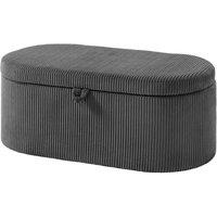 KORVIXA Corduroy Ottoman Storage Box with Padded Seat in Grey | Size: 100 cm x 100 cm