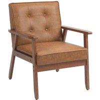 KORVIXA Accent Chair PU Leather Armchair with Armrests in Brown | Size: 100 cm x 100 cm