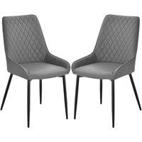 KORVIXA Set Of 2 Quilted PU Leather Dining Chairs in Grey | Size: 100 cm x 100 cm