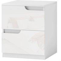 KORVIXA Modern Bedside Table with 2 Drawers in White | Size: 100 cm x 100 cm