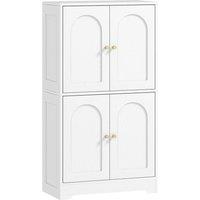 KORVIXA 110cm Kitchen Cupboard with 4 Arched Doors in White | Size: 100 cm