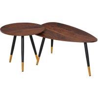KORVIXA Coffee Table Set of 2 Nesting End Side Tables in Brown | Size: 100 cm x 100 cm