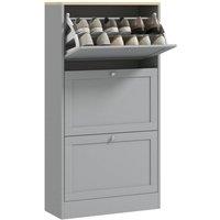 KORVIXA Slim Shoe Storage Cabinet with 3 Flip Drawers in Grey | Size: 100 cm x 100 cm