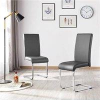 EONLION Dark Grey Dining Chairs 2pcs Leather Padded Seat | Size: 100 cm