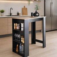 EONLION Breakfast Bar Dining Table 3-Tier Storage Rack in Black | Size: 100 cm