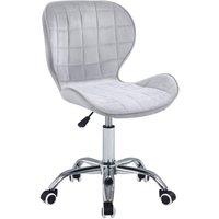 VOGREX Velvet Grey Cushioned Office Chair Swivel Lift