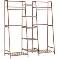Kelvenix Brown Rustic Wooden Clothes Rail Rack