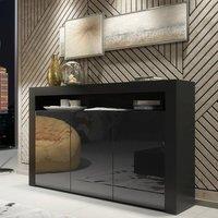 PAWNORA Sideboard Cabinet TV Unit TV Stand Storage in Black | Size: 0.6m2