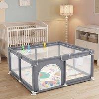 Dekko Baby Playpen 150x180cm Play Mat with 50 Balls Pit, 65cm Safe Height in Grey | Size: 150x180 cm