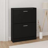 Berkfield Home Shoe Cabinet Black 59x17x81 cm Engineered Wood | Size: 59 x 17 x 81 cm