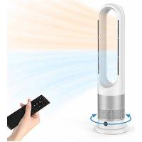 Dyzi 2 in 1 Bladeless Tower Fan Heater 1200W Remote 8 Speeds Silver