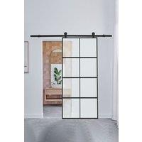 Living and Home Frosted Glass Barn Door with Sliding Hardware Kit in White