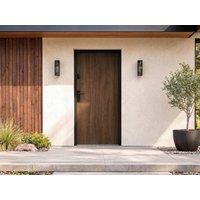 Vente-unique Solid Steel Front Door - H207 X W100 Cm - Walnut Effect - 55 Mm Thick