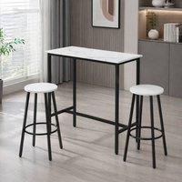 STILVORA Bar Table Set with wooden structure in White