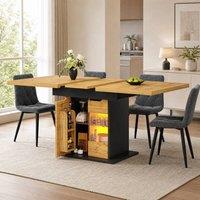 STILVORA Extendable Dining Table with LED Lighting & Storage in Black