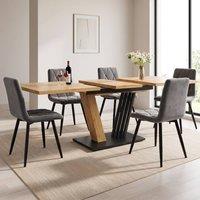 STILVORA Extendable Dining Table 120-160 cm with Adjustable Legs in Natural