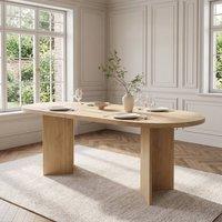 STILVORA Large Oval Dining Table for 6-8 with Double Pedestal Base in Light Oak