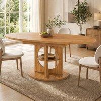 STILVORA Extendable Dining Table with Storage, Brown in Light Brown