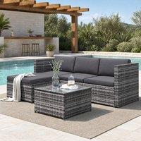 STILVORA Sofa 3-Piece with metal frame grey rattan