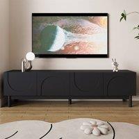 ModernLuxe TV cabinet with wave-shaped doors, shelves & curved design in Black