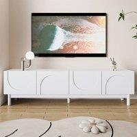 ModernLuxe TV cabinet with wave-shaped doors, shelves & curved design in White