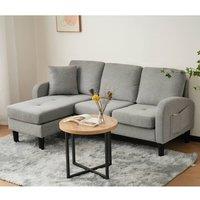 ModernLuxe L-shaped corner sofa with chaise lounge & 3-seater design in Grey