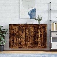Berkfield Home Wall Mounted Cabinets 2 pcs Smoked Oak Engineered Wood in Brown