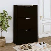 Berkfield Home Shoe Cabinet Black 63x24x103 cm Engineered Wood | Size: 63 x 24 x 103 cm