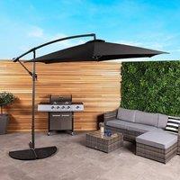 Charles Bentley 3m Hanging Banana Cantilever Patio Garden Umbrella in Black