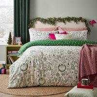 Furn Merry Christmas Reversible Duvet Cover Set in Beige | Size: Double