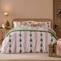 Wylder Spruce Stripe Reversible Brushed Cotton Duvet Cover Set in Natural White | Size: Double