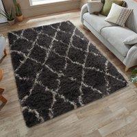 Home Republic Linhas Fluffy Diamond Rug in Grey | Size: 120 cm x 170 cm