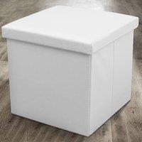 Home Republic Faux Leather Foldable Storage Ottoman in White | Size: Large