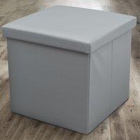 Home Republic Faux Leather Foldable Storage Ottoman in Grey | Size: Large