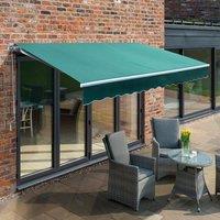 Primrose Awnings Manual Patio Awning Retractable Sun Shade Garden Covering 3.5m x 2.5m in Green