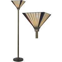 First Choice Lighting Salisbury - Tiffany 167cm Uplighter Floor Lamp in Bronze