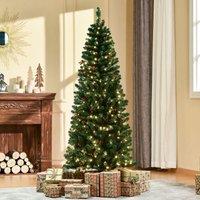 HOMCOM 6ft Artificial Pencil Christmas Tree with LED Light Berry Xmas Decor in Green