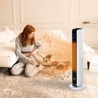 HOMCOM 2200W Indoor Tower Space Fan Heater 10-49 degree Timer Remote in White