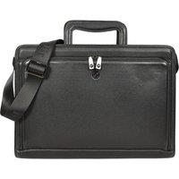 House of Leather Leather Briefcase Convertible Business Office Document Bag Raya Black