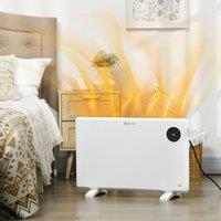 HOMCOM Electric Convector Heater, Quiet Space Heater with LED Display in White