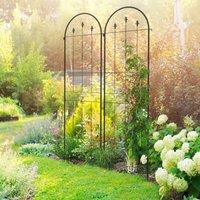 OUTSUNNY Arrow Design Set of 2 Metal Trellis for Climbing Plants in Black